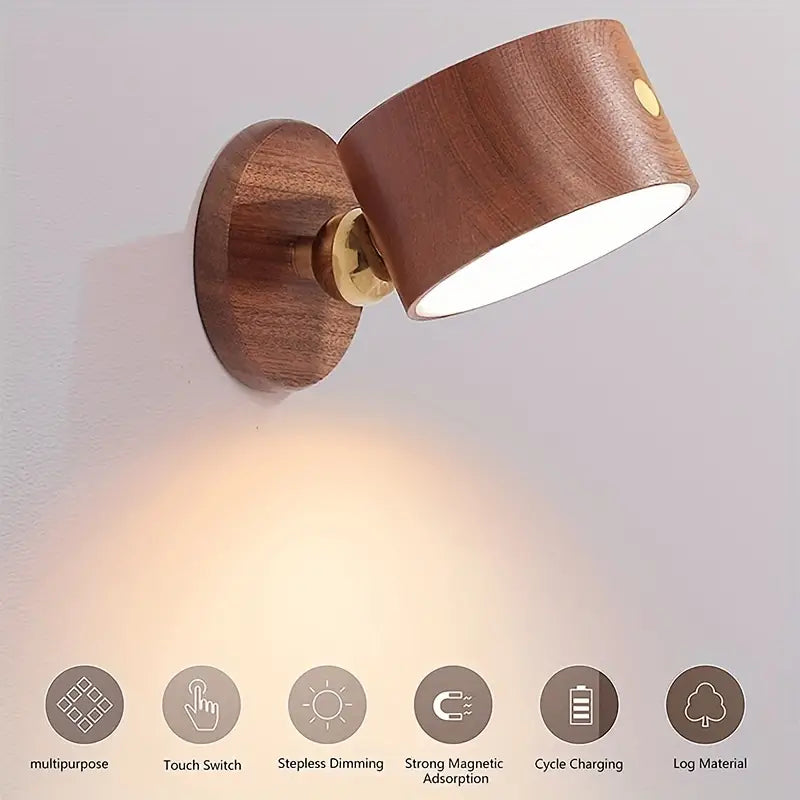 Applique Murale LED Sans Fil Moderne avec Rotation à 360°